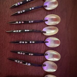 Elegant Antique Mother of Pearl Caviar Spoons Set of 8 🌊🩵💁🏼‍♀️